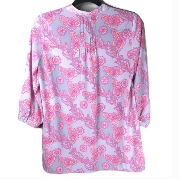 Gap Paisley Pink Pintuck 3/4 Sleeve Tunic Size XS - Picture 8 of 8